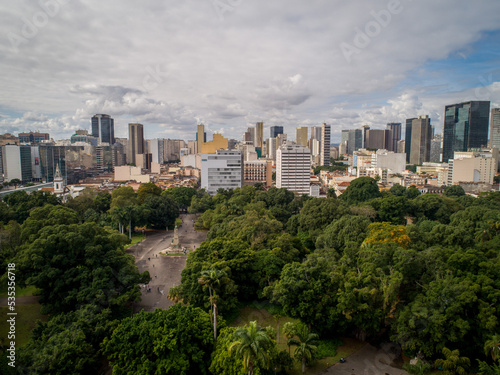 view of the city of rio de janeiro, brazil through the lens of a drone