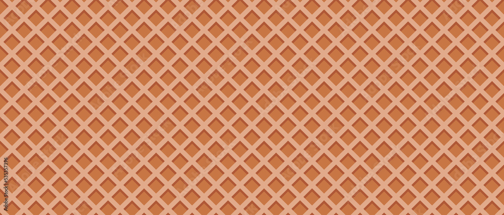 Seamless realistic wafer pattern. Wafer background. Ice cream cone vector texture. Sweet dessert wafer background. Appetizing repeat wafer texture. Vector illustration