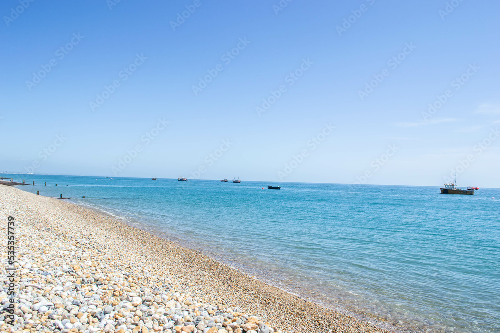 View of the sea at the seaside in Selsey in England