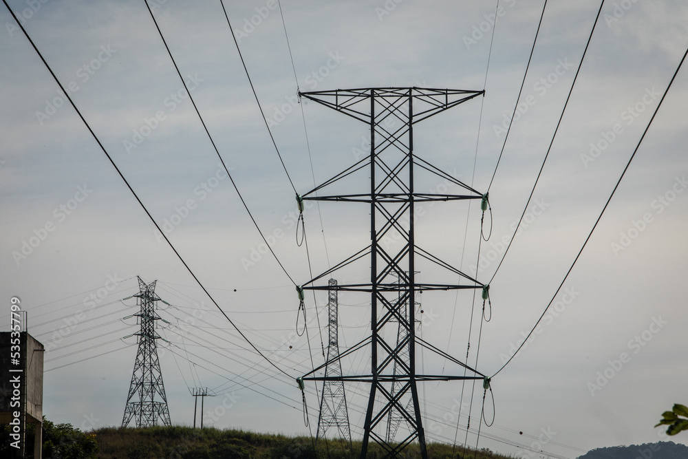 power transmission towers, electricity