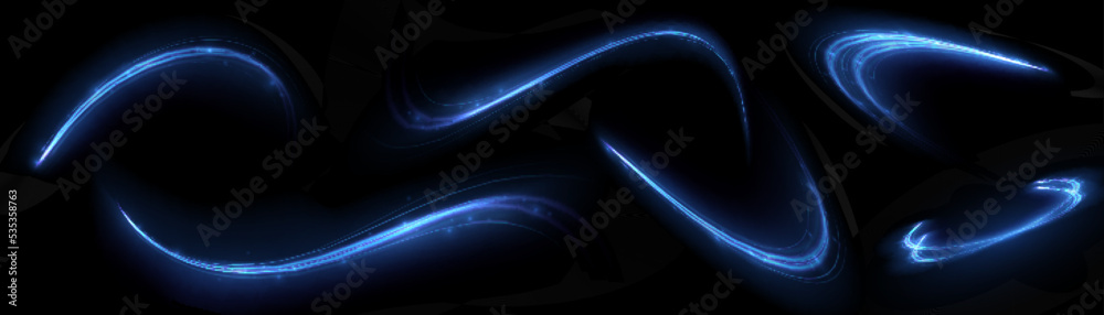 Blue light trail, wave speed, trace line twirl