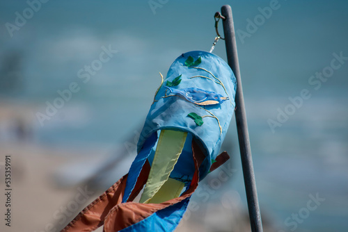 Breezy Blue Windsock With Blurred Background