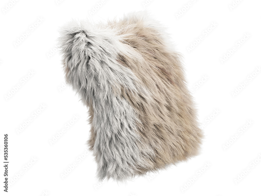 Beige fluffy square eco fur accent pillow. 3d render Beige fluffy square eco fur accent pillow. 3d render