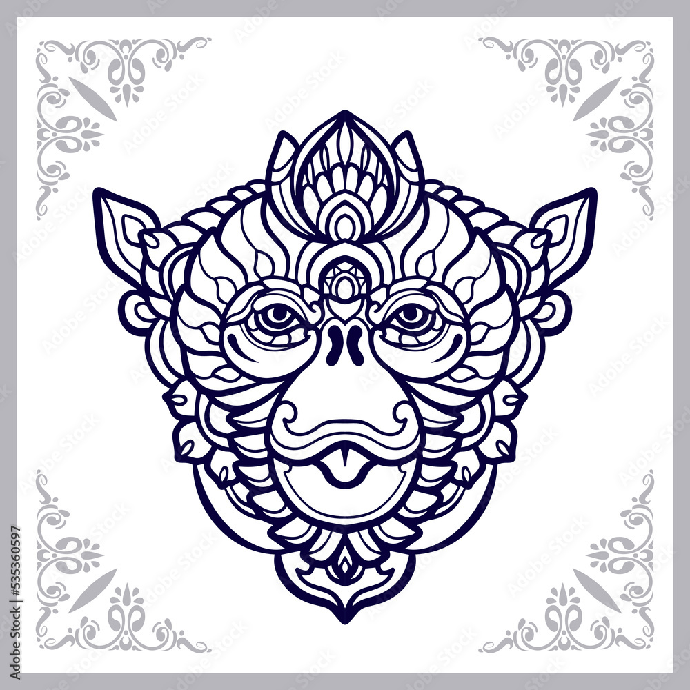 Monkey head mandala arts isolated on white background