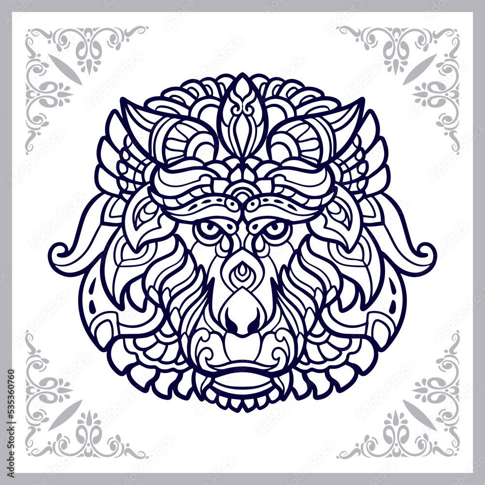 Monkey head mandala arts isolated on white background Monkey head mandala arts isolated on white background