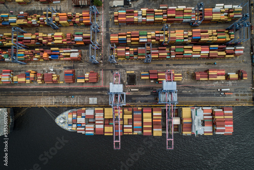 seaport of rio de janeiro, brazil full of ships with many containers for importing products