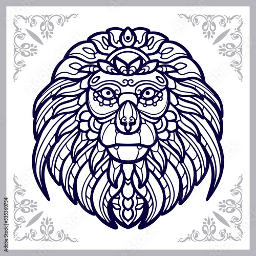 Monkey head mandala arts isolated on white background