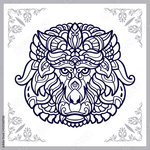 Monkey head mandala arts isolated on white background