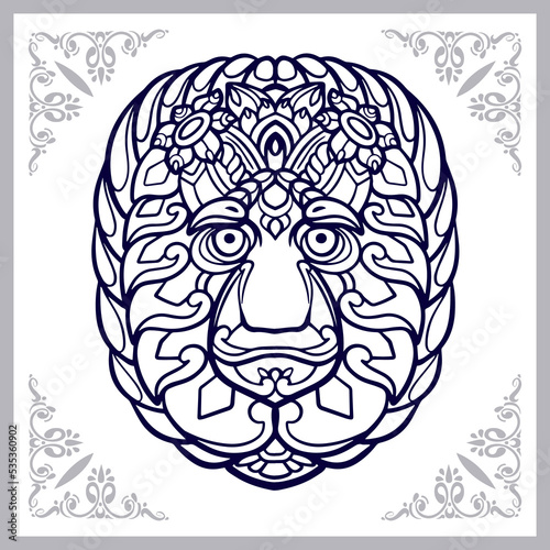 Monkey head mandala arts isolated on white background