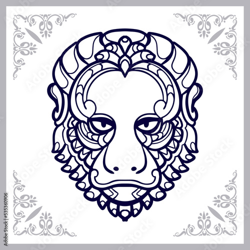 Monkey head mandala arts isolated on white background