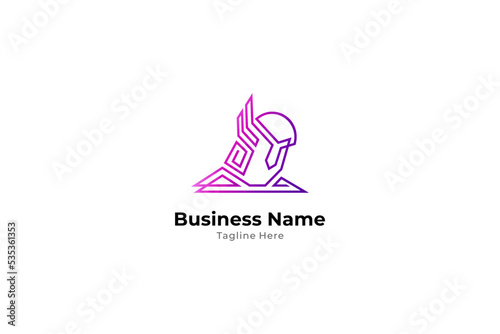 Valkyrie logo in abstract line style with purple color gradient