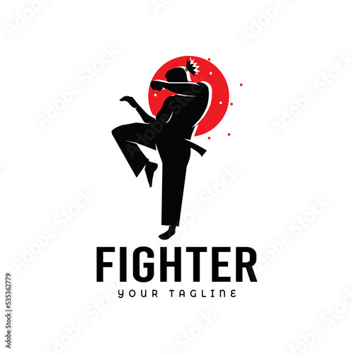 combat technique silhouette vector illustration. Modern and simple logo for karate, judo and martial arts icon