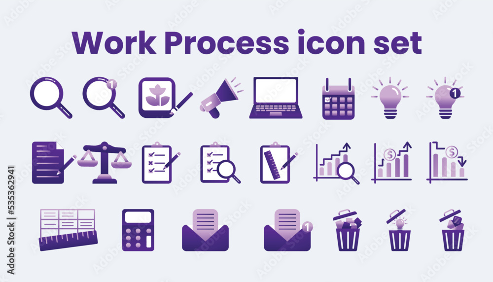 Fototapeta premium Work Process icon set template