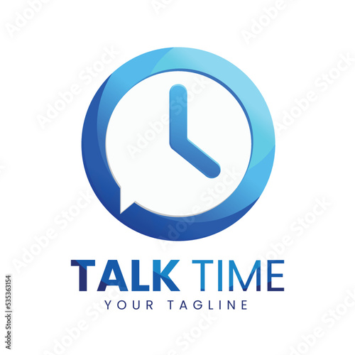 creative template logo Time with chat bubble. vector illustration