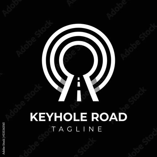 creative template logo keyhole with road icon