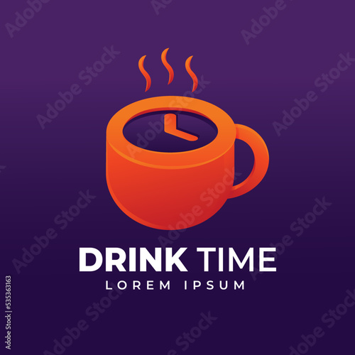 creative template logo drink with time icon