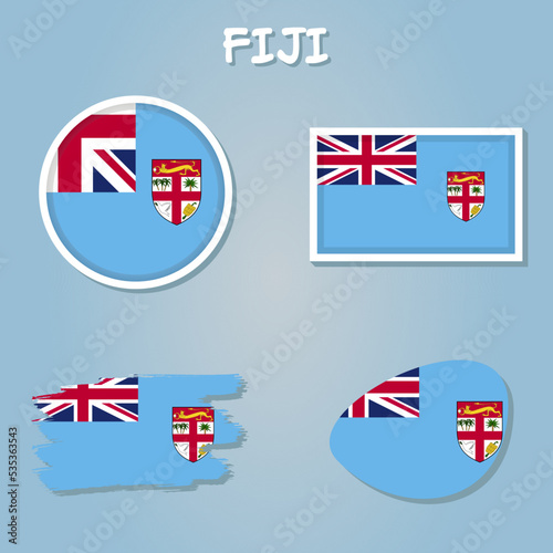 Flag of Fiji, the used colors in the flag are blue, red, white.