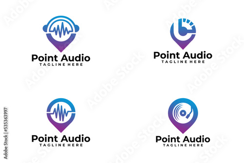set of point audio logo vector design template