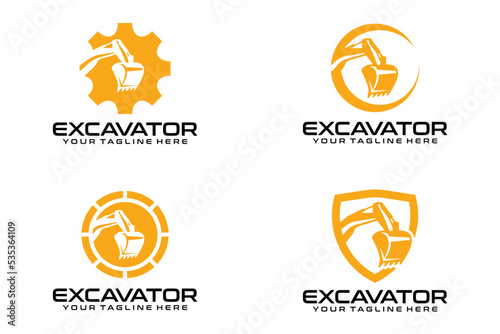 set of excavator logo vector design template
