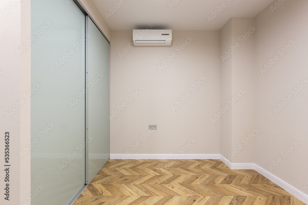 Empty new room interior with sliding wardrobe Empty new room interior with sliding wardrobe