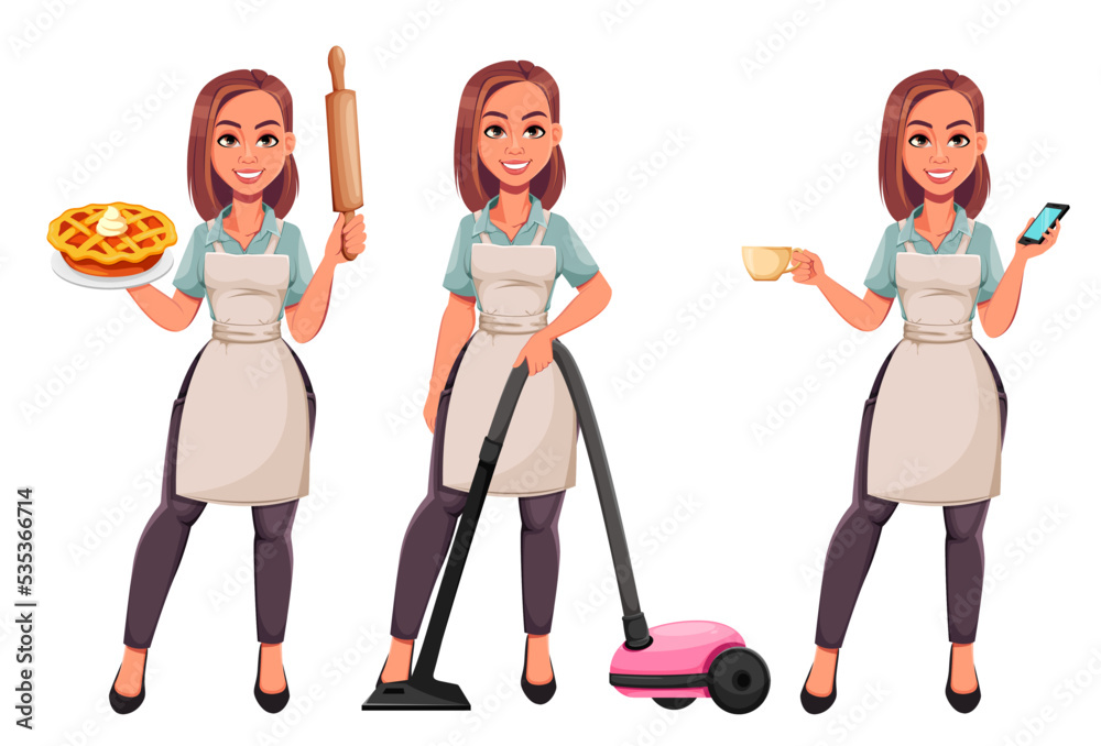 Housewife concept, young pretty stylish woman Housewife concept, young pretty stylish woman