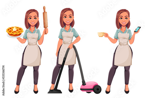 Housewife concept, young pretty stylish woman
