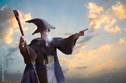 Fototapeta Merlin Wizard  figure  halloween background render 3d