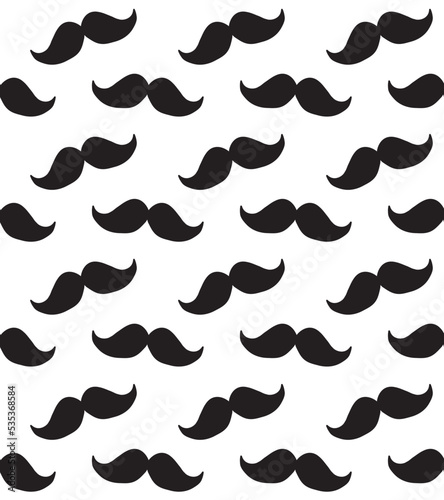 Vector seamless pattern of hand drawn sketch doodle mustache silhouette isolated on white background