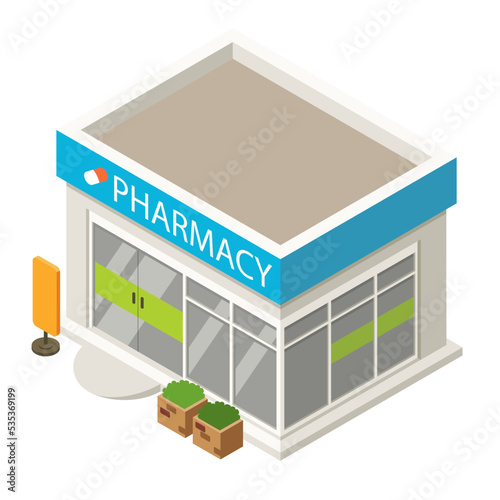 Isometric pharmacy building