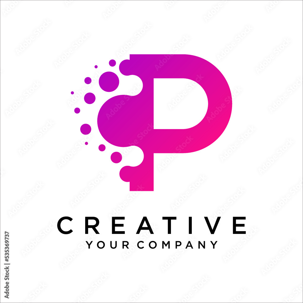 Letter P With Dots Icon Logo Design Vector Template Letter P With Dots Icon Logo Design Vector Template