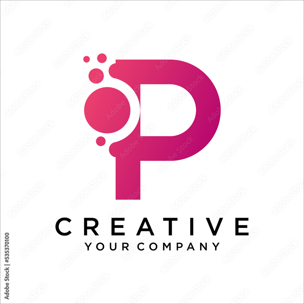 Letter P With Dots Icon Logo Design Vector Template Letter P With Dots Icon Logo Design Vector Template