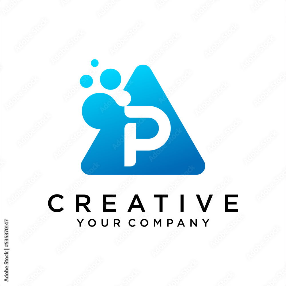 Letter P With Dots Icon Logo Design Vector Template Letter P With Dots Icon Logo Design Vector Template