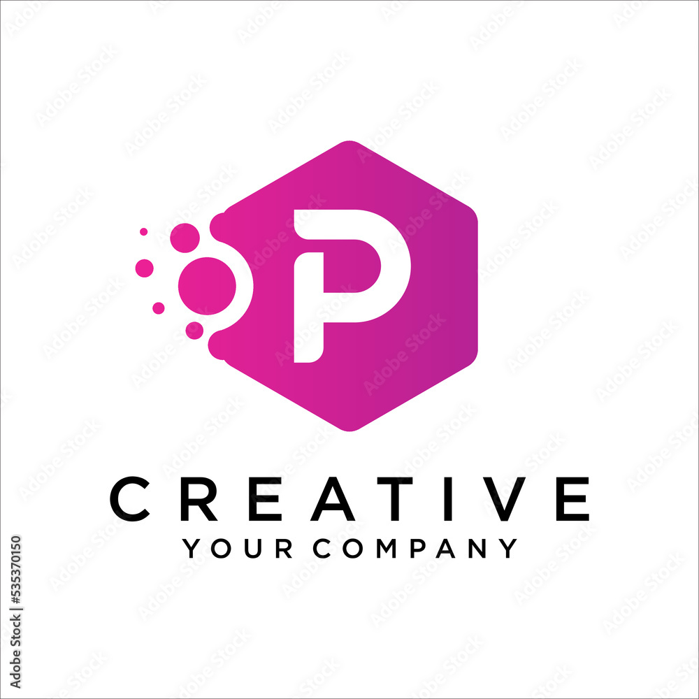 Letter P With Dots Icon Logo Design Vector Template Letter P With Dots Icon Logo Design Vector Template
