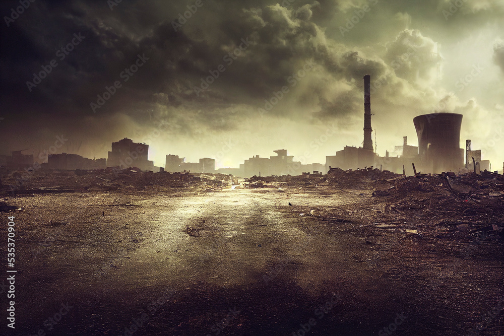 Nuclear wasteland, Illustration of a post-apocalyptic city