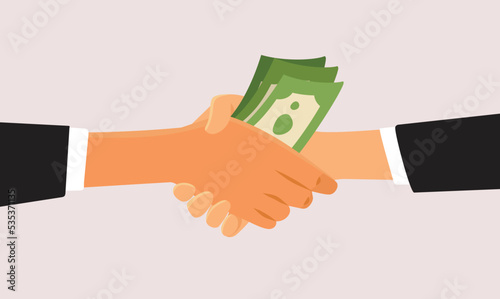Concept Illustration of a Business Deal Made with Bribe Money. Agreement made under corrupt circumstances with bribery and fraud
