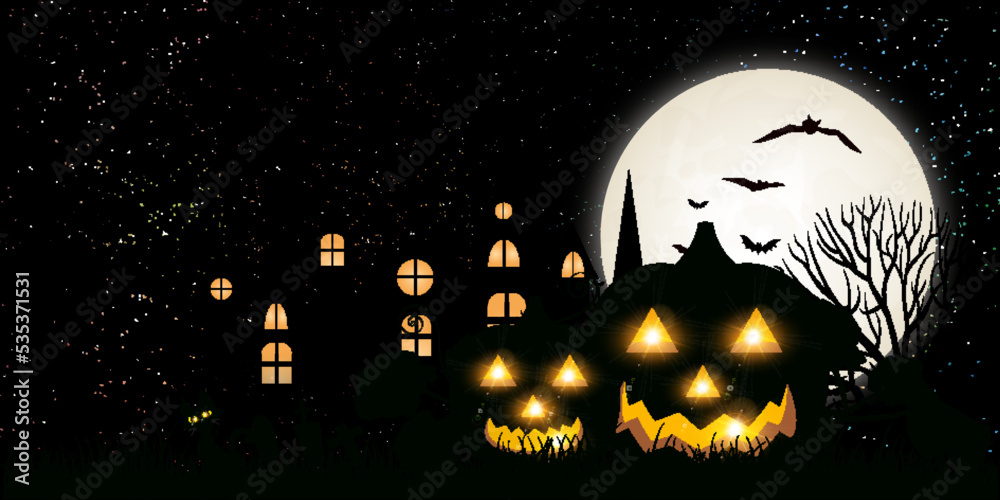 ハロウィン　かぼちゃ　満月　背景