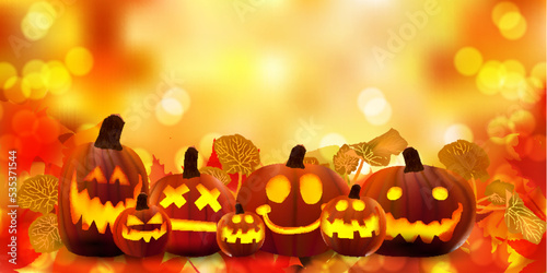 ハロウィン　かぼちゃ　紅葉　背景