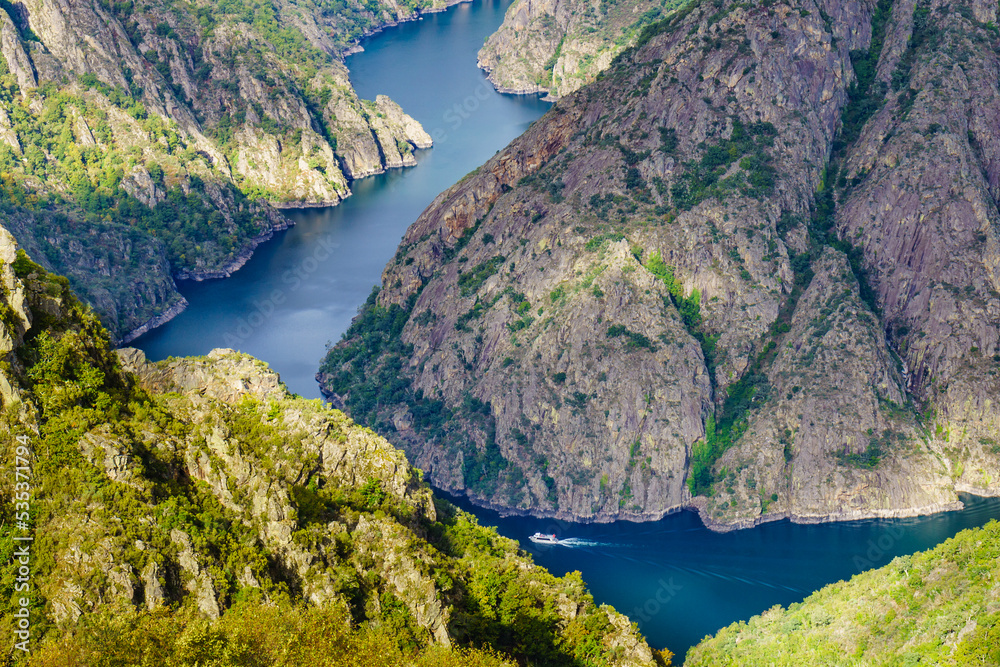 River Sil Canyon, Galicia Spain. Mountain view.