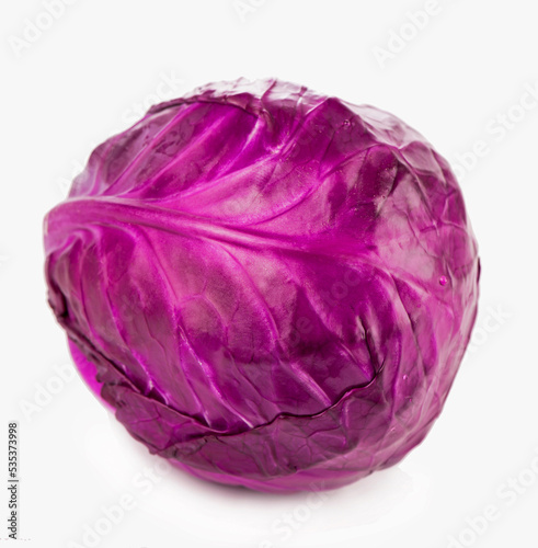 raw red cabbage on a white background