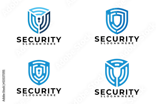 set of security shield logo vector design template