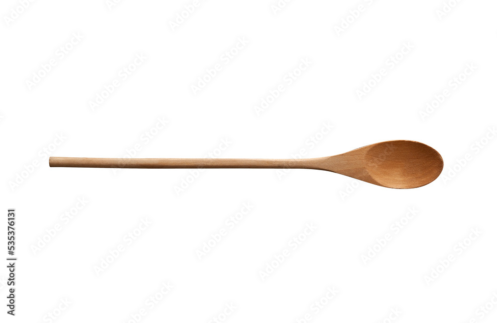 Kitchenware wooden salad spoon top view on transparent background Kitchenware wooden salad spoon top view on transparent background