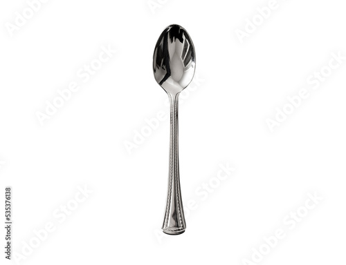 Isolated utensil silver spoon on transparent background
