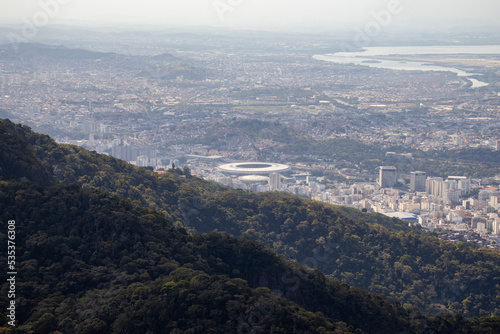 Panoramic view of the city of Riod and Janeiro seen from Corcovado. 