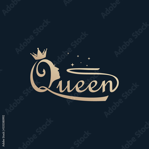 Woman logo design with queen crown concept
