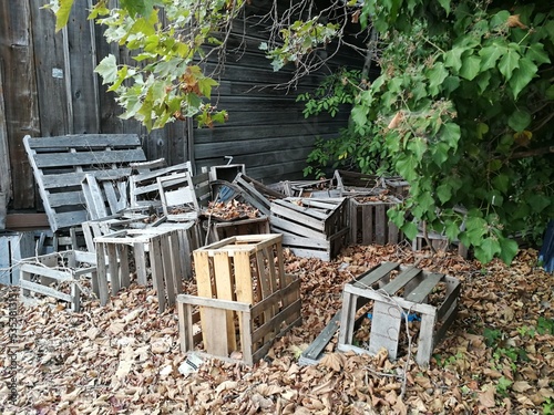 wodden furniture in garden