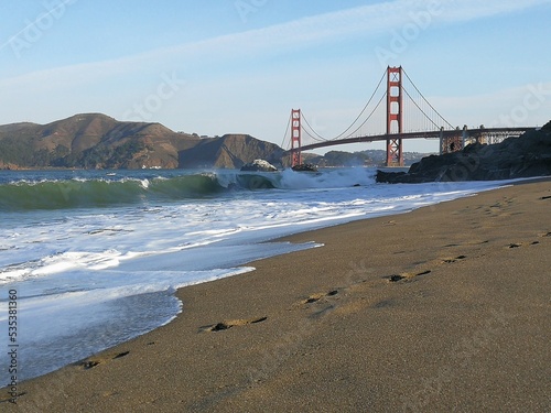 bridge over troubled waters, ocean view, bridge, daytime, shoreline, waves 