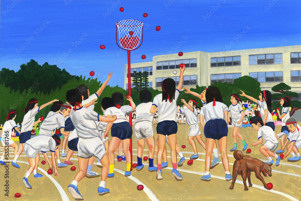 運動会 玉入れ競争 Stock イラスト | Adobe Stock
