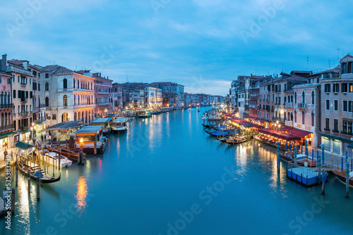 Idyllic landscape of Grand Canal of Venice, Italy at dusk