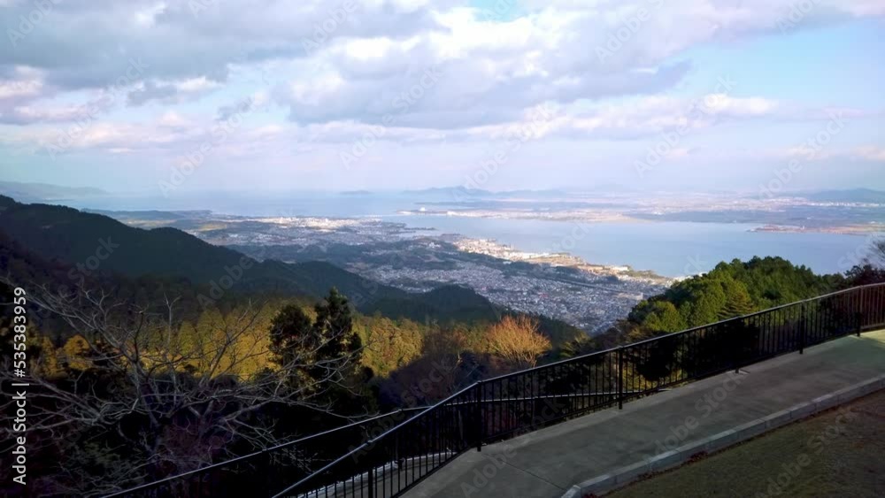 Handheld shot landscape lake Biwako from the mountain top of Hieizan (Mt. Hiei) Handheld shot landscape lake Biwako from the mountain top of Hieizan (Mt. Hiei)
