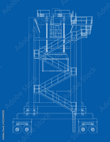 Port cargo crane. Vector